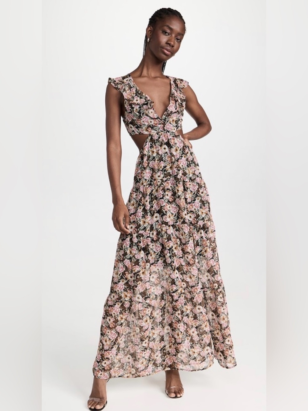 Astr Floral Ruffle Maxi Dress